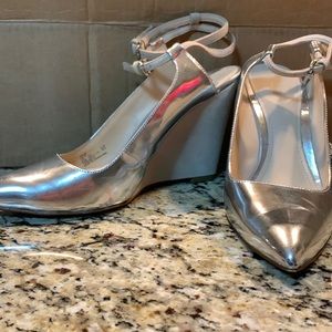 Coach Silver Wedge with Ankle Straps